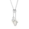 Popular Colgante de Acero Inoxidable Deslizante Europeo y Americano para Mujer Broche en Forma de Corazón Colgante de Circonita Cadena Ajustable Accesorios de Alta Gama