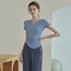 Roupas de Yoga em Promoção para o Verão com Bojos, Tops Fitness para Treinamento de Pilates, Camisetas Esportivas de Manga Curta para Corrida para Mulheres Atacado