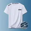 Camiseta masculina de manga curta, respirável, fitness, de seda gelada, secagem rápida, fina, esportiva, gola redonda