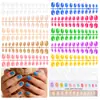 Comercio Exterior Juego de 240 Piezas de Uñas Postizas Infantiles Modernas de Color Sólido en Tamaños Variados con Pegamento de Gelatina