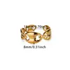 Anillo abierto de acero inoxidable estilo ins transfronterizo Europa y Estados Unidos para mujer, anillo geométrico irregular exagerado retro de oro de 18 quilates