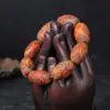 Pulsera de Calcedonia Natural de Xizang con Cuentas Dzi Antiguas de Tres Ojos y Nueve Ojos con Envoltura de Seda Ágata Pulsera para Hombre Venta al por Mayor Suministro Directo