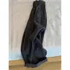 Calça Casual de Lã Cinza Escuro Retro Japonês com Borda Enrolada para Mulheres, Outono e Inverno, Cintura Alta, Solta, Reta, Perna Larga, Longa