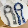 Cachecol listrado fino texturizado estilo coreano para outono e inverno, cachecol de tricô fino longo macio e aconchegante, aquecedor de pescoço versátil e quente