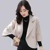 Otoño e Invierno Nueva Chaqueta Corta de Lana Coreana para Mujer Traje de Moda Ajustado Traje Pequeño de Lana Corto