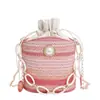 Bolsa de Mão Tecida Fofa Nova Moda Outono 2025 Tendência Casual Corrente Color Block Ombro Único Transversal Feminina