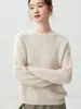 Nuevo suéter grueso 100% cachemira pura 2026 para mujer, cuello redondo, diseño calado, manga larga, estilo jersey, capa base de punto