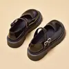 Zapatos de cuero negro mujer otoño transpirables simples zapatos de princesa para niña pequeña 2025 charol versátiles zapatos individuales para niños antideslizantes