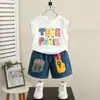 0922 Conjunto sin mangas para niños 2026 Nuevo de Moda Genial Verano Infantil Delgado Estilo Coreano Chaleco Bebé Celebridad de Internet Atuendo de Verano