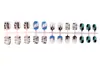 Uñas Portátiles Estilo Popular Transfronterizo Europeo y Americano Cuadradas Cortas Minimalistas Textura Geométrica Negra y Azul Puntas de Uñas Postizas Deseo Puro Chica Caliente