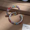 Pendientes Llamativos con Circonita en Forma de Huevo, Aros en Forma de C, Estilo Perezoso de Alta Gama, Aros Grandes Multicolores con Múltiples Gemas, con una Atmósfera Evocadora