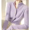 Cárdigan de punto de cuello alto, nuevo estilo otoño e invierno 2026, elegante y con estilo, suéter rojo para mujer, adecuado como capa base