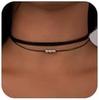 Collar Negro para Mujer, Collar Ajustable de Encaje de Cuero Aterciopelado en Capas, Gótico