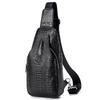 Bolsa de Peito Masculina de Couro Genuíno Padrão Crocodilo Lion Leiden Uma Alça Transversal Bolsa Frontal Masculina Tendência Transfronteiriça Couro Bovino Camada Superior