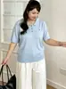 Blusas casuais femininas plus size, camisas polo femininas, coleção de outono 2026, malhas versáteis de manga curta com caimento solto para mulheres plus size