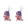 Brincos Criativos de Acrílico em Forma de Coração com Estrela de Cinco Pontas, Vermelho, Branco e Azul, Bandiera do Dia da Independência Americana, Venda Quente Transfronteiriça
