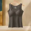 Nuevo Chaleco Térmico de Cachemira para Mujer, Body de una Pieza con Almohadilla en el Pecho y Copa Fija, Camiseta Interior Gruesa de Forro Polar para Otoño e Invierno