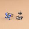 Rey del Ciervo Dorado Simple y Elegante Plata Esterlina S925 Cloisonné Mariposa Pequeño Estilo Nacional Aretes Elegantes para Mujeres