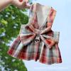 Roupas para cães e gatos, primavera/outono, verão, colete de tração, roupas de pelúcia, alça no peito, saia xadrez jk