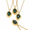 Estilo Francés Ins Temperamento Acero Titanio Oro 18K Collar Esmeralda con Forma Moda Mujer Sencillo Colgante Geométrico Cadena Clavícula