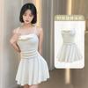 Verano 2025 Nuevo Traje de Baño de Tirantes Estilo Fragante de Gama Alta Estilo Deseo Puro Traje de Baño de Una Pieza Falda para Mujer Vacaciones Junto al Mar en Aguas Termales