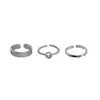 Conjunto Empilhável de Três Peças de Anéis Abertos com Zircônia para Mulheres, Luxo Leve, Personalizado, Moderno, Design de Nicho, Anéis Ajustáveis para Dedo Indicador