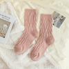 Calcetines de Lana Calientes Afelpados para Niños Otoño e Invierno Engrosados Cachemir Curry Estilo Japonés Vintage Color Sólido Calcetines Medios Medias de Invierno