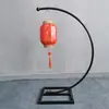 Linternas Curvas de Gancho Estilo Chino para Bodas, Linternas de Hierro Forjado para Caminos de Boda, Colgadores de Gancho Único, Decoraciones de Soporte de Bola de Flor Roja Grande