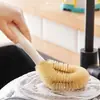 Cepillo para Ollas de Cerdas con Mango de Madera, Cepillo de Cerdas de Cerdo, Cepillo de Limpieza Colgable, Cepillo de Limpieza para el Hogar, Cepillo para Quitar Manchas, Cepillo para Lavar Ollas de Cocina