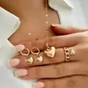 Pendientes Anillo Collar Creativos de Corazón de Amor de Moda Transfronterizos Europeos y Americanos Traje Joyería de Lujo Ligero de Gama Alta