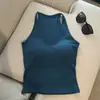 Novo Colete Básico Liso de Cor Sólida para Primavera e Verão, com Decote Alto, Estilo Francês, Pura Desejo, Beleza Interior, Costas Confortáveis, Versátil, com Bojo