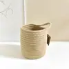 Cesta Tecida de Fio de Algodão Estilo Nórdico Simples Miaowu Cesta de Corda de Algodão Cesta de Armazenamento de Mesa Mini Balde de Armazenamento de Cosméticos Orelha Única