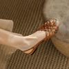 Sandalias Romanas Tejidas para Mujer 2026 Verano Planas de Suela Suave Estilo Francés Plateadas Blancas para Mujer Zapatos con Corte Peep-Toe de Tacón Bajo