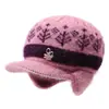Sombreros para mujeres de mediana edad y mayores otoño e invierno sombreros de punto engrosados protección contra el frío protección para los oídos señora mayor abuela sombreros de lana cálidos con felpa