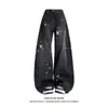 Jeans de pierna ancha para mujer, estilo retro americano con estampado de estrellas y dobladillo curvo, estilo otoño e invierno, diseño de moda urbana, holgados y con caída.