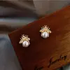 Aretes de Perla de Abejita para Mujer, Joyería de Oreja Linda y Sencilla, Exquisitos Accesorios para Orejas