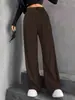 Pantalones Anchos de Color Sólido para Mujer, Cruzados Europeos y Americanos, Novedad Otoño e Invierno 2026, Cintura Elástica, Pantalones Largos Casuales, Cintura Alta con Cordón, Pierna Recta
