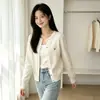 Novo cardigã de tricô bordado com botões coloridos, conjunto feminino estilo coreano, top de tricô dopamina em formato de coração