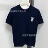 PO Camiseta de verano de manga corta para mujer, estilo nuevo, bordada, de alta gama, chic, ajustada, única, de punto de seda helada