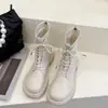Botas de Moda para Mujer 2026 Otoño/Invierno Estilo Nuevo Estilo Británico Versátiles con Cordones Botines Suela Gruesa Botas Individuales de Motocicleta Punta Redonda Botas de Cuero para Mujer
