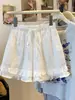Shorts de Encaje Blanco para Mujer 2025 Estilo Caliente Súper Caliente Otoño Tallas Grandes mm Gorditas Aspecto Adelgazante Pantalones Falda de Corte A Pantalones de Pierna Ancha