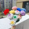 Producto Terminado Hecho a Mano Transfronterizo, Ramo Individual de Rosa Degradada Tejida a Crochet con Lana, Regalo Creativo para el Día de San Valentín y el Día de la Madre
