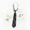 Plaid de Rayas Grises Corbata Perezosa Sin Nudo Estilo Universitario Japonés Retro Corbata Accesorios para Camisa Uniforme Académico Femenino Corbata de Moño Hombres