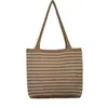 2026 Nueva Bolsa Rayada Transfronteriza, Bolso Tote Japonés y Coreano, Bolso Tejido, Bolso de Playa con Forro de Lona para Mujer, Bolso Tejido