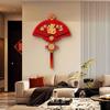 Nueva Pintura Colgante de Pared de Fondo de TV de Estilo Chino, Familia Feliz, Buen Significado, Pintura Decorativa para Entrada, Mural Creativo con Borlas en Forma de Abanico