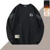 Sudadera de otoño e invierno para hombre, corte holgado, forro polar, engrosada, sin capucha, cuello redondo, manga larga, talla grande, moderna y versátil