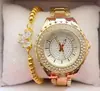 Reloj Elegante para Mujer con Números Romanos Incrustados de Diamantes + Set de Corazón (5 Piezas/Set) Reloj de pulsera