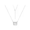 Colar Feminino Cruz Quadrada Simples Exquisita Corrente para Clavícula Luxo Leve Temperamento Fashionável Zircônia