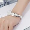Fabricante de Joyería Weihua Joyería Coreana de Plata Pulsera de Malla Doble Línea Chapada en Plata Moda Pulsera Tubular de Doble Filo Pulsera Abierta