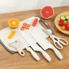 Juego de Cuchillos de Acero Inoxidable Cuchillos de Cocina para Cortar Verduras, Carne y Fruta, Juego Completo con Soporte para Cuchillos y Tabla de Cortar